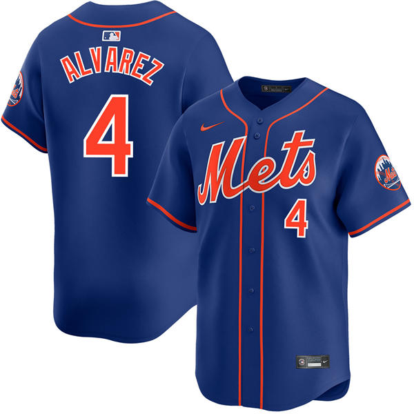 Mens New York Mets #4 Francisco Alvarez  Nike Royal Orange Alternate FlexBase Player Jersey