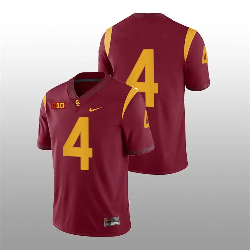 Mens Youth USC Trojans #4 Husan Longstreet BIG Cardinal College Football Game Jersey