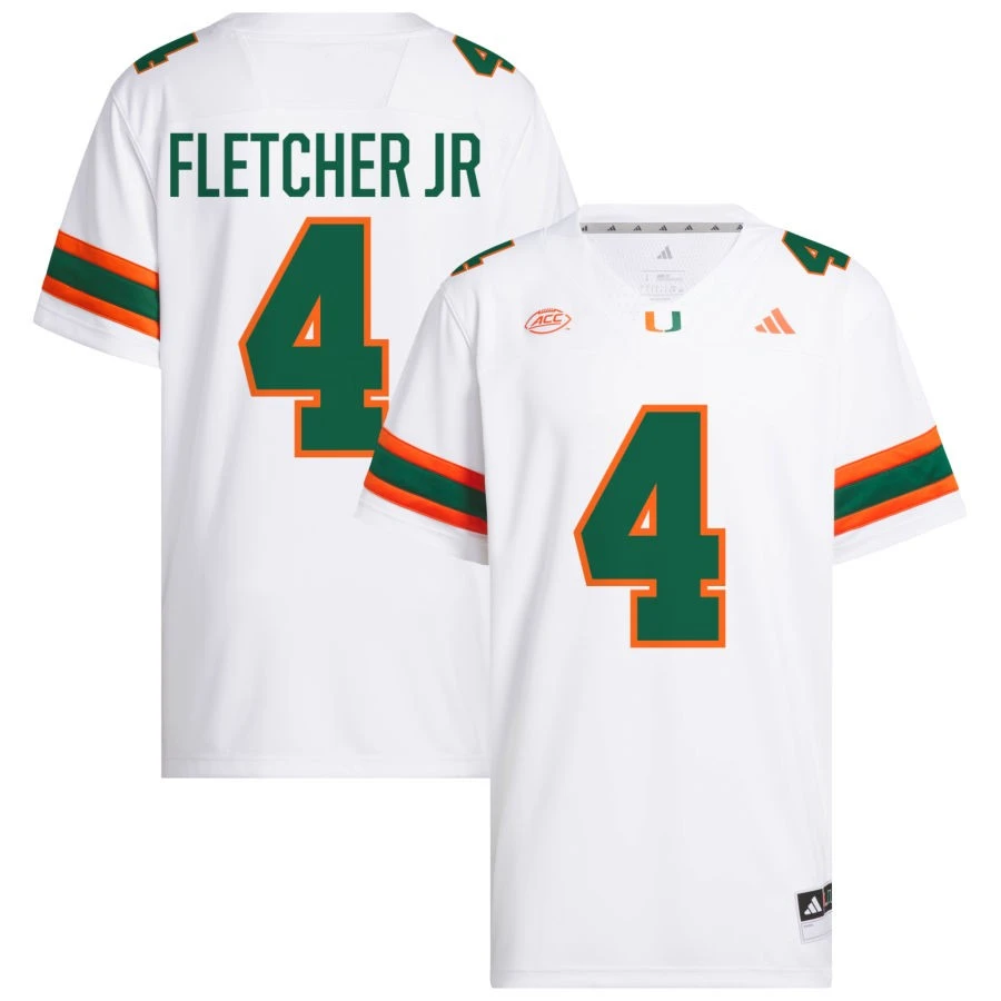 Miami Hurricanes #4 Mark Fletcher Jr. 2024 White Football Game Jersey