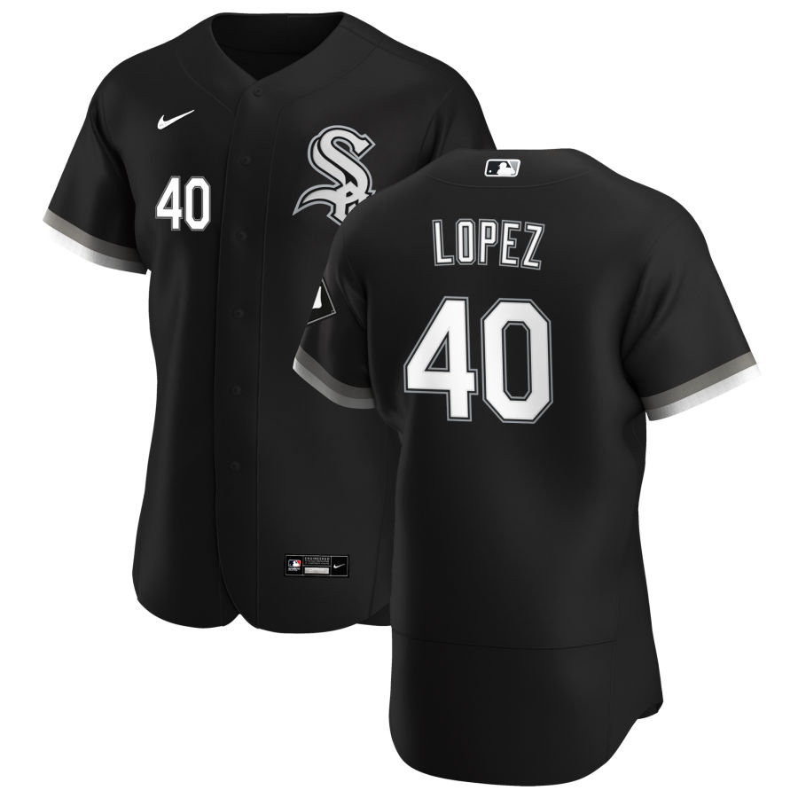 Men's Chicago White Sox #40 Reynaldo Lopez Nike Black Alternate MLB Flex Base Jersey