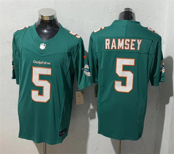 Mens Miami Dolphins #5 Jalen Ramsey Nike Aqua 2023 F.U.S.E. Vapor Limited Jersey