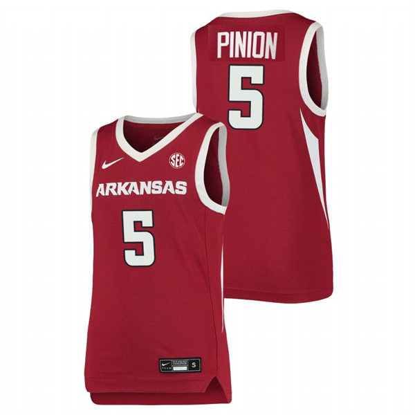 Mens Youth Arkansas Razorbacks #5 Joseph Pinion Cardinal Away College Basketball Game Jersey