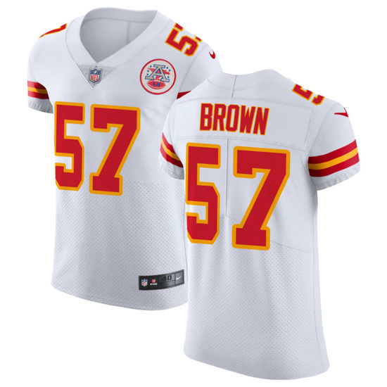 Mens Kansas City Chiefs #57 Orlando Brown Nike White Vapor Limited Jersey