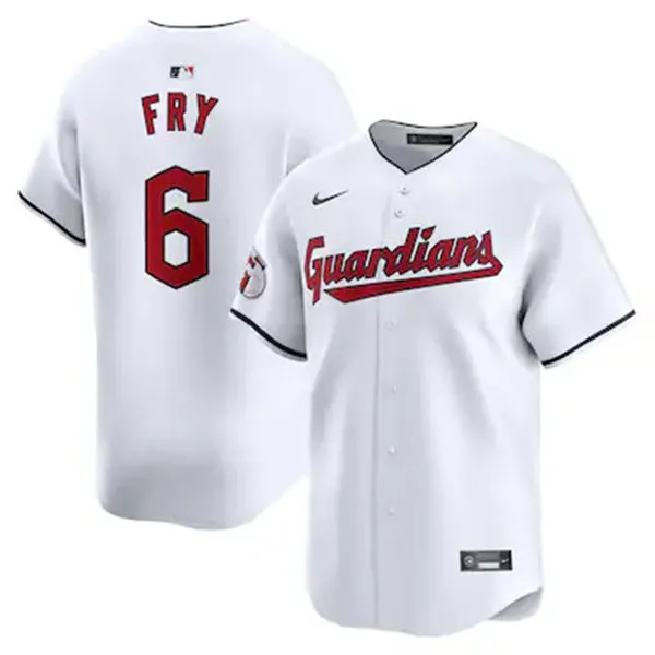 Mens Cleveland Guardians #6 David Fry Nike 2025 White Home Limited Player Jersey