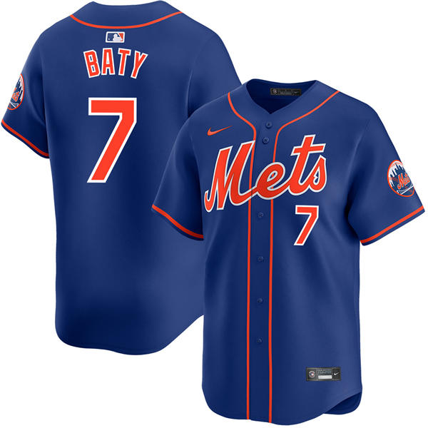 Mens New York Mets #7 Brett Baty Nike Royal Orange Alternate Limited Player Jersey
