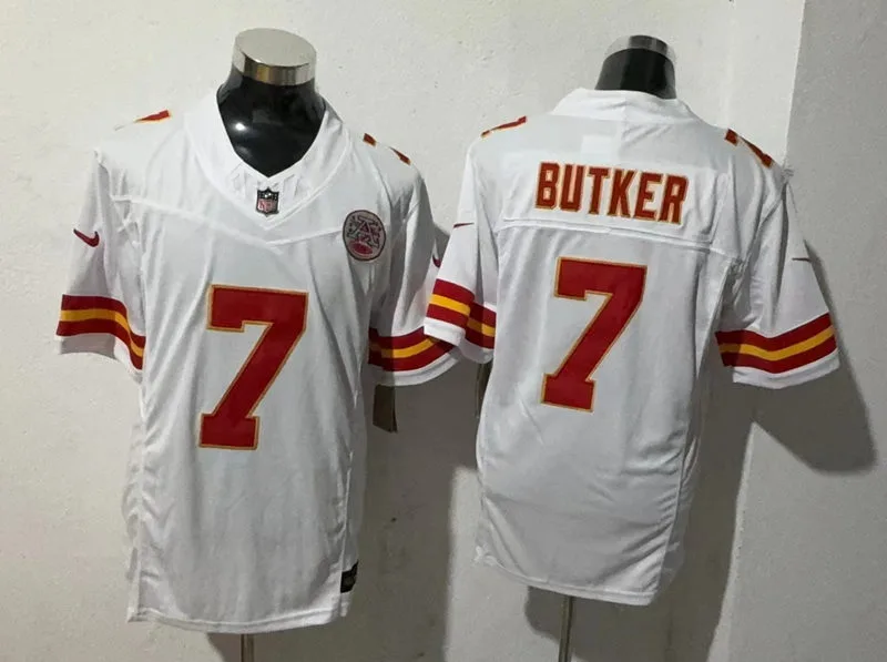 Men's Kansas City Chiefs #7 Harrison Butker Nike White F.U.S.E. Vapor Limited Jersey
