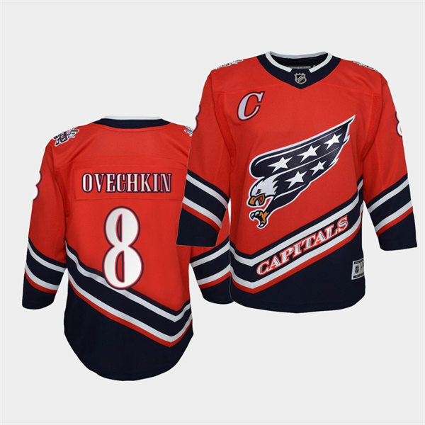 Youth Washington Capitals #8 Alexander Ovechkin 2021 Red Adidas NHL REVERSE RETRO JERSEYS