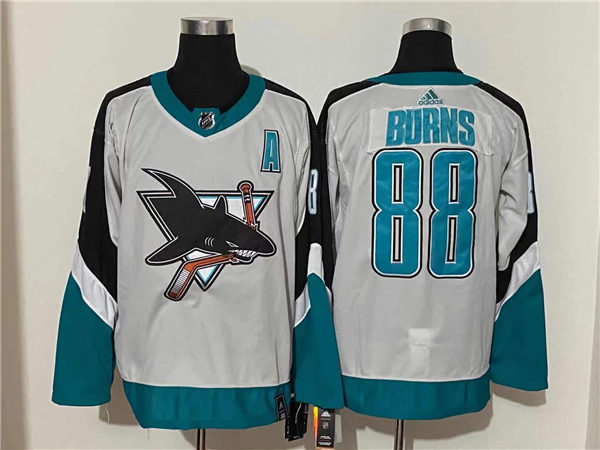 Mens San Jose Sharks #88 Brent Burns  Adidas Grey 2021 NHL Season Reverse Retro  Jersey