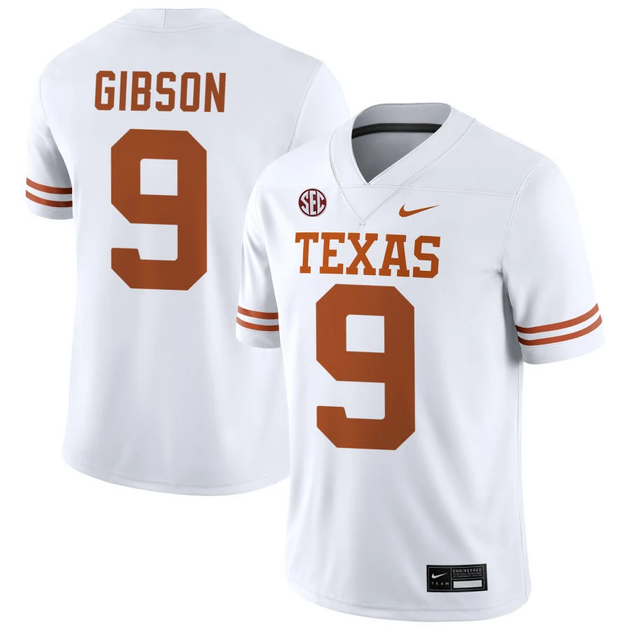 Mens Youth Womens Texas Longhorns #9 Jerrick Gibson 2024 SEC White College Football Game Jersey