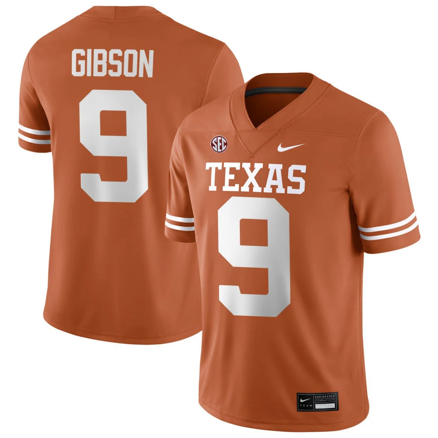 Mens Youth Womens Texas Longhorns #9 Jerrick Gibson 2024 SEC Orange College Football Game Jersey