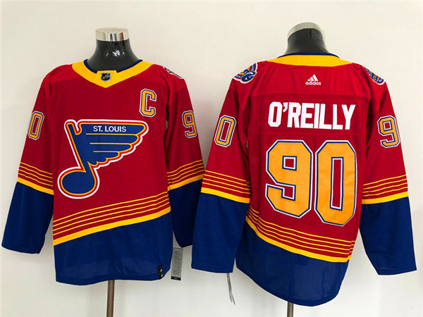 Men's St. Louis Blues #90 Ryan O'Reilly 2021 Red Blue Reverse Retro Jersey