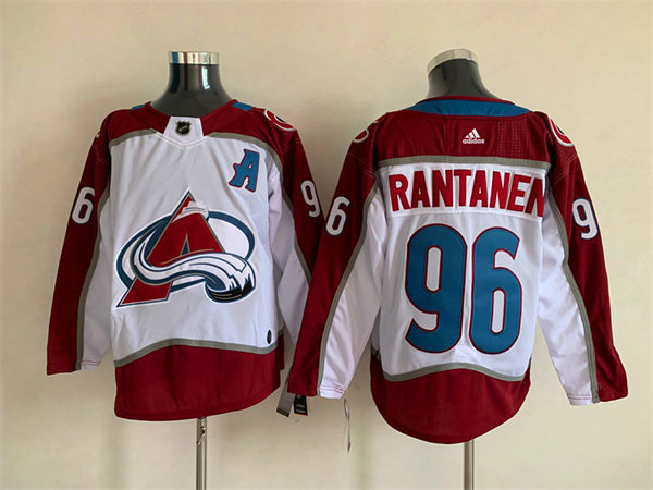 Men's Colorado Avalanche #96 Mikko Rantanen 2022 White Away Premier Player Jersey