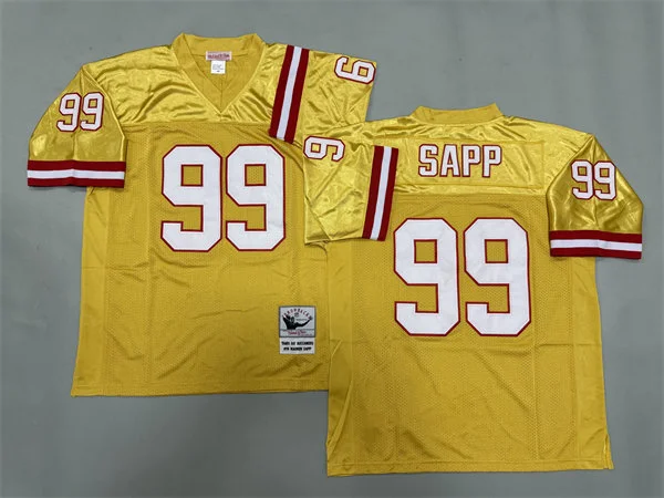 Men's Tampa Bay Buccaneers #99 Warren Sapp Yellow Mitchell & Ness Throwback Football Jersey