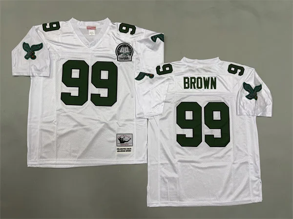 Men's Philadelphia Eagles #99 Jerome Brown White Throwback Jersey