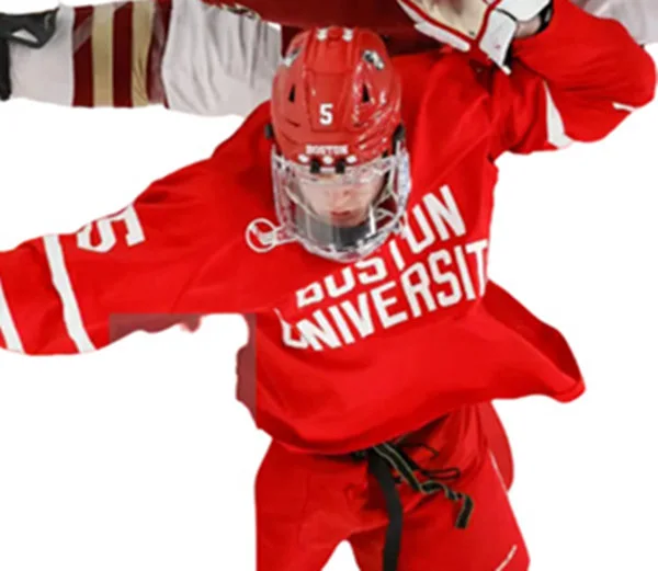 Mens Youth Boston University Terriers #5 Tom Willander 2024 Scarlet Boston University Hockey Jersey