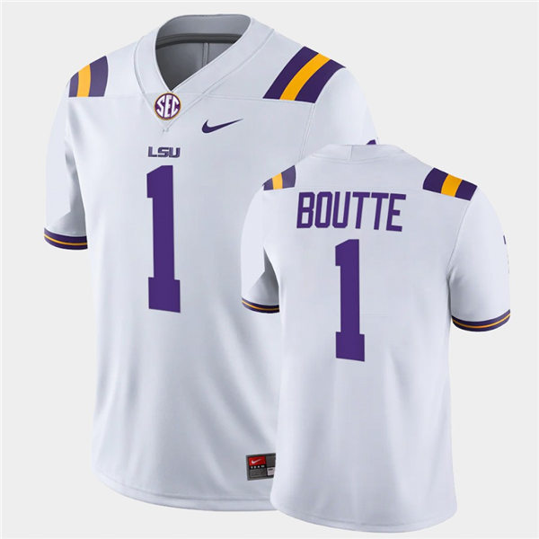 Mens LSU Tigers #1 Kayshon Boutte Nike White College Football Game Jersey