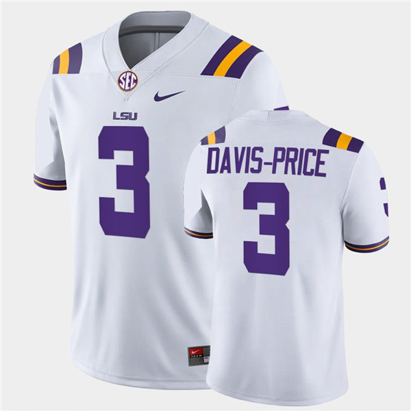 Mens LSU Tigers #3 Tyrion Davis-Price Nike White College Football Game Jersey