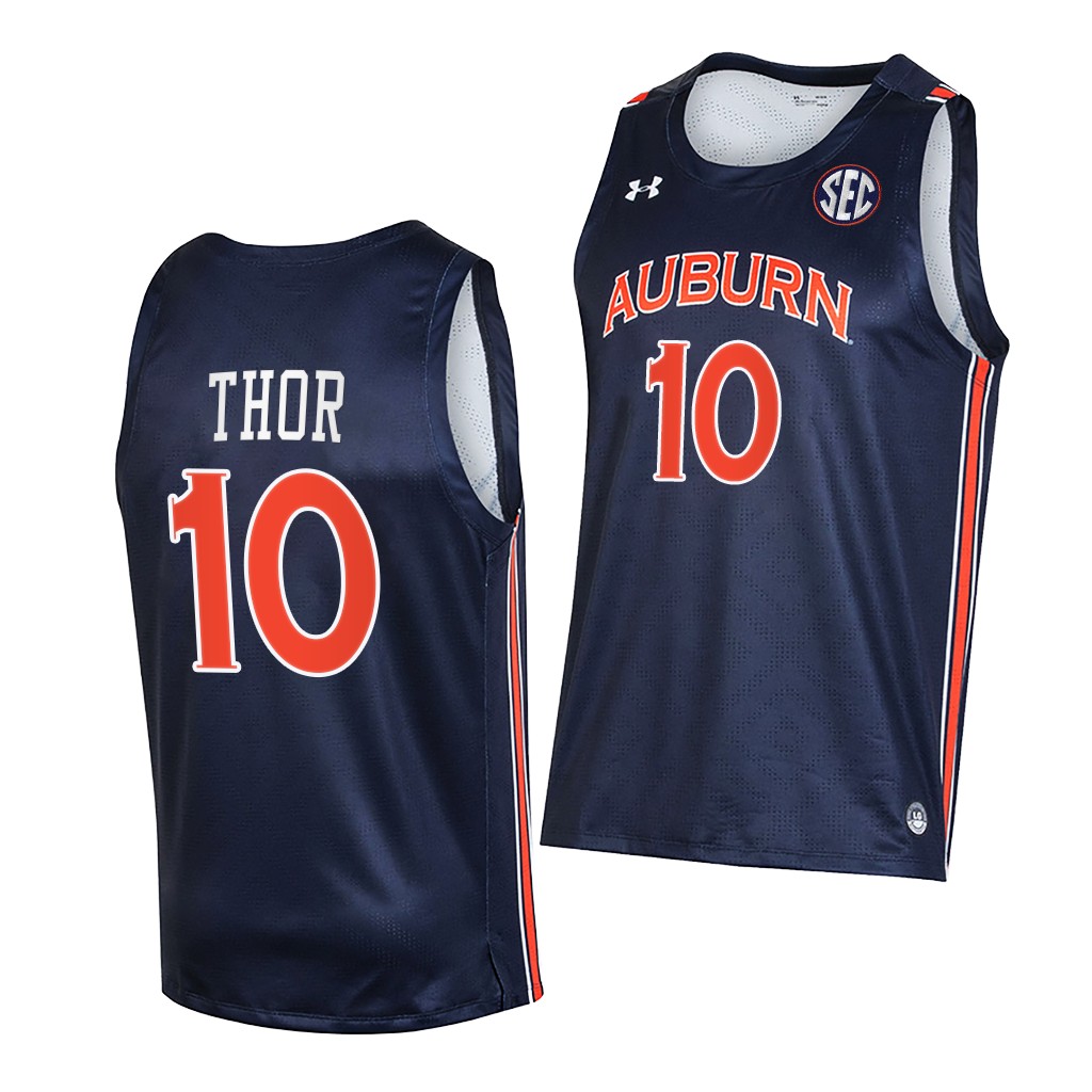 Mens Auburn Tigers #10 JT Thor Under Armour 2020 Navy College Basketball Game Jersey