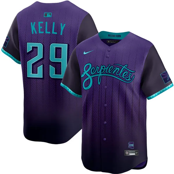 Mens Arizona Diamondbacks #29 Merrill Kelly Nike Serpientes 2025 City Connect Limited Jersey Purple