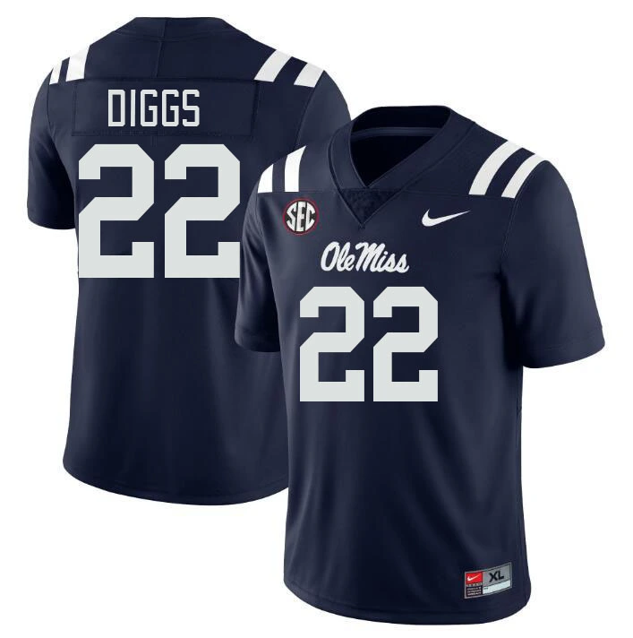 Ole Miss Rebels #22 Logan Diggs Navy College Football Game Jersey