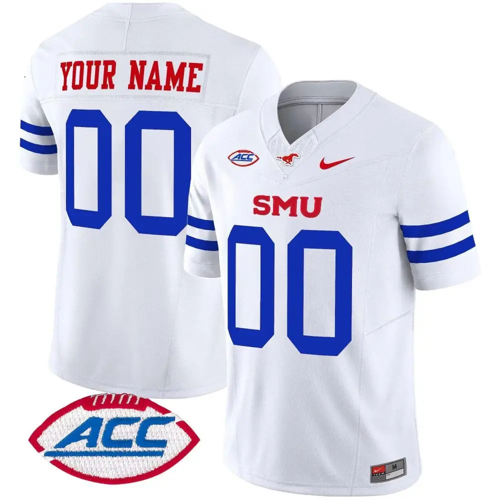 SMU Mustangs Custom Nike 2025 ACC White Football Game Jersey