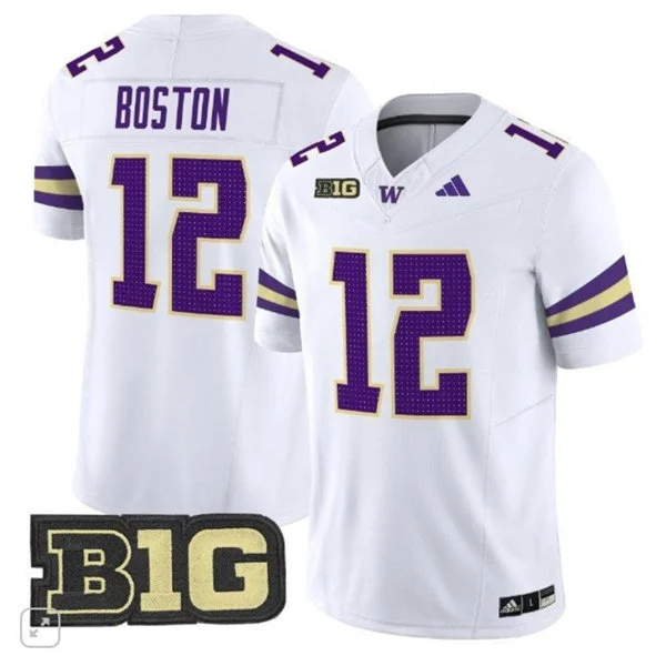 Washington Huskies #12 Denzel Boston 2025 BIG 10 White Football Game Jersey