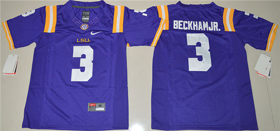 Youth LSU Tigers #3 Odell Beckham Jr. Purple NCAA College Football Nike Limited Jersey