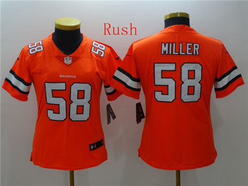Women's Denver Broncos #58 Von Miller Nike Orange Color Rush Limited Jersey