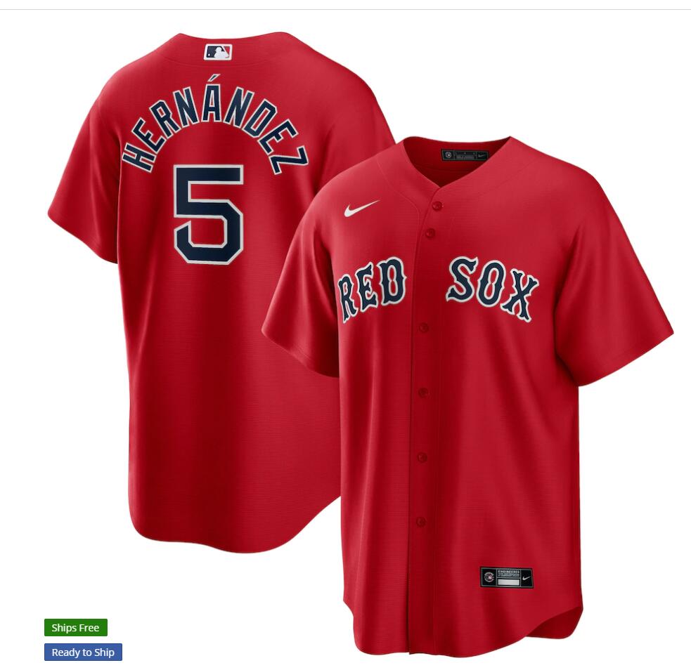 Mens Boston Red Sox #5 Enrique Hernandez Kike Hernandez Nike Red Alternate Cool Base Jersey