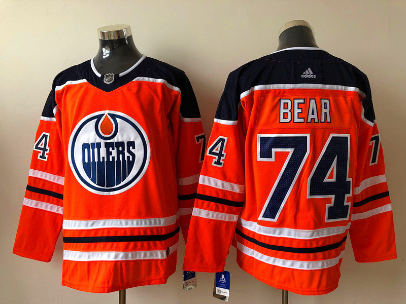 Men's Edmonton Oilers #74 Ethan Bear adidas Home Orange Jersey