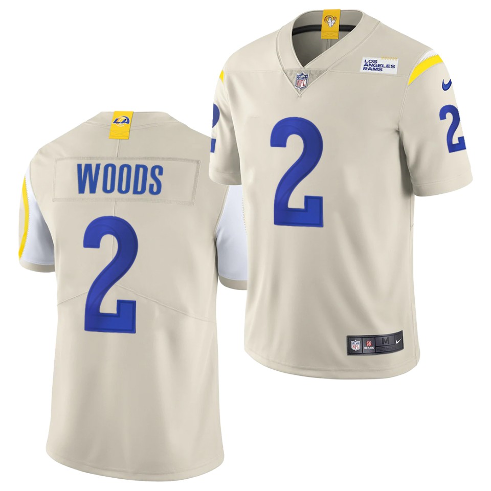 Men's Los Angeles Rams #2 Robert Woods Nike Bone Vapor Limited Football Jersey