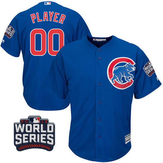 Men's Custom Chicago Cubs Majestic Royal 2016 World Series Bound Alternate Personal Cool Base Baseball Jersey