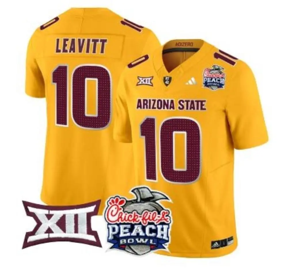 Mens Arizona State Sun Devils #10 Sam Leavitt 2025 Gold Football Game Jersey