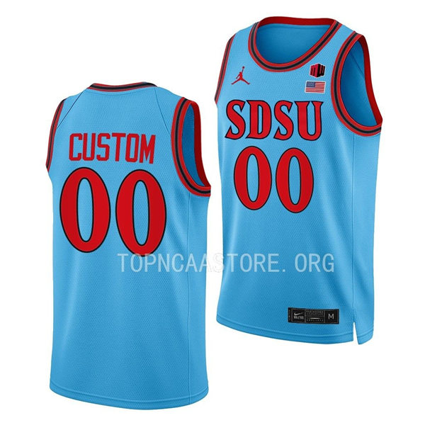 Mens Youth San Diego State Aztecs Custom 2022-23 Blue Alternate College Basketball Game Jersey
