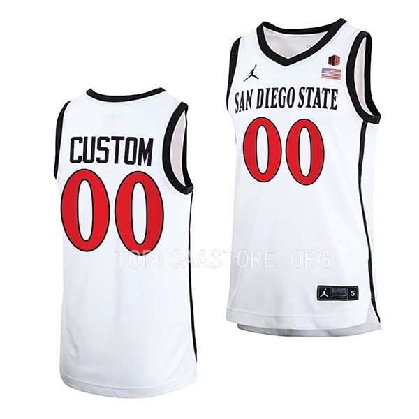 Mens Youth San Diego State Aztecs Custom 2022-23 White College Basketball Game Jersey