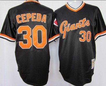 Men's San Francisco Giants #30 Orlando Cepeda Black Pullover Throwback Jersey