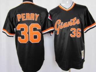 Men's San Francisco Giants #36 Gaylord Perry Black Pullover Throwback Jersey