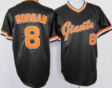 Men's San Francisco Giants #8 Joe Morgan Black Pullover Throwback Jersey
