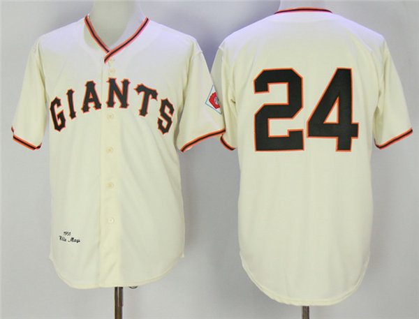 Men's San Francisco Giants #24 Willie Mays Cream Throwback Jersey