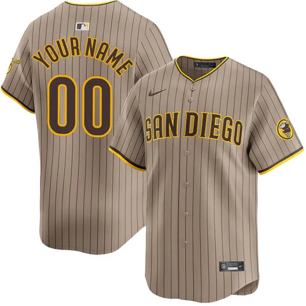 San Diego Padres Custom Nike Alternate Khaki Limited Jersey