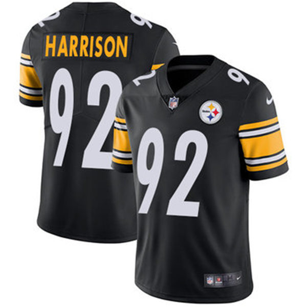 Men's Pittsburgh Steelers Retired Player #92 James Harrison Black Team Color Stitched NFL Nike Vapor Untouchable Jersey