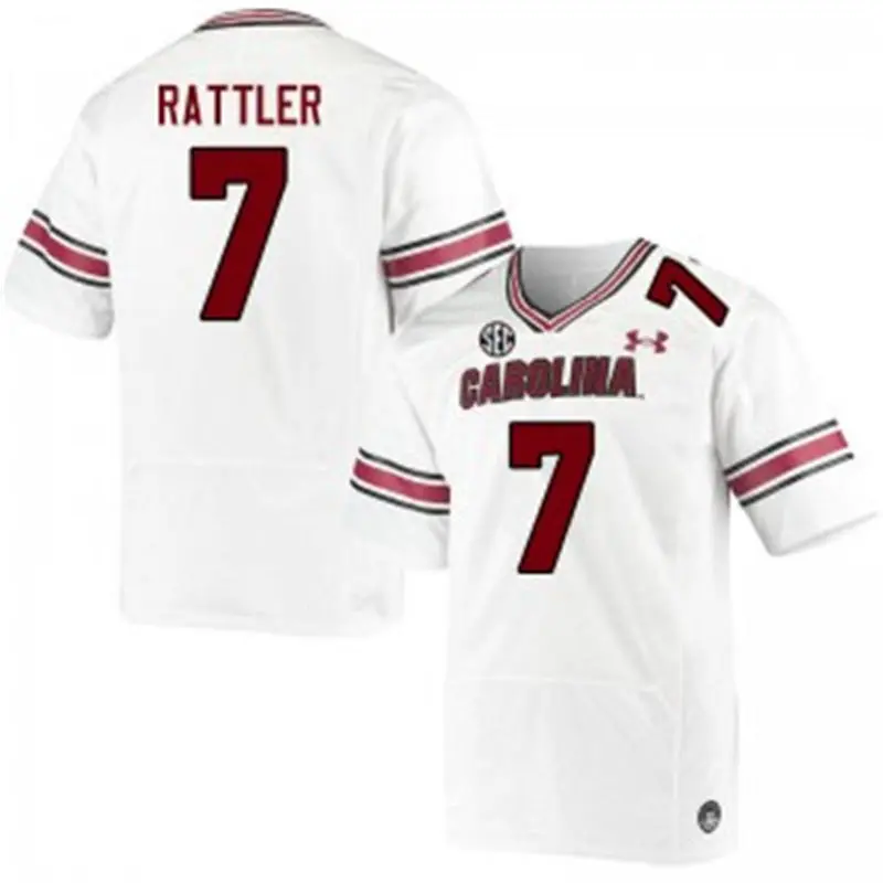 Mens South Carolina Gamecocks #7 Spencer Rattler White College Football Game Jersey