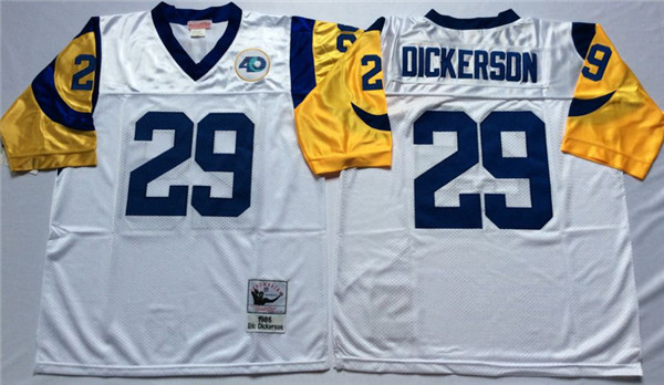 Mens St. Louis Rams #29 Eric Dickerson White Mitchell & Ness Throwback Stitched Jersey