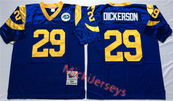 Mens St. Louis Rams #29 Eric Dickerson Blue Mitchell & Ness Throwback Stitched Jersey