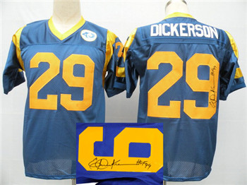 Mens St. Louis Rams #29 Eric Dickerson Light Blue Throwbak Signed Jersey