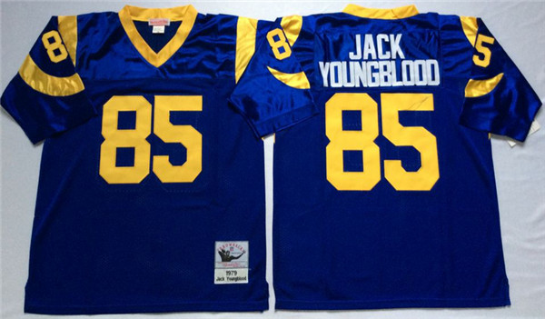 Men's St. Louis Rams #85 Jack Youngblood Light Blue Throwback Jersey
