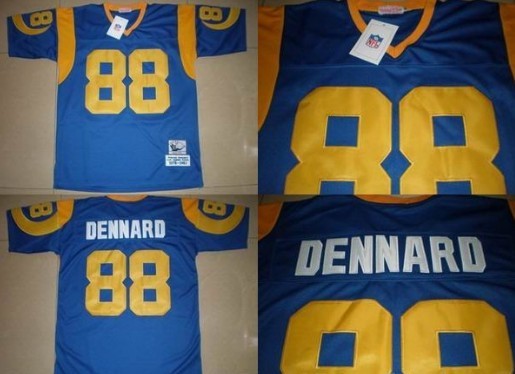 Mens St. Louis Rams #88 Preston Dennard Light Blue Mitchell & Ness Stitched Throwback Jersey