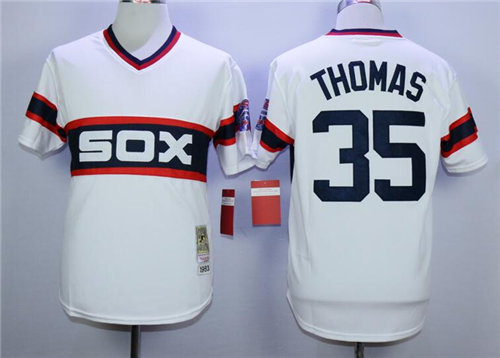Men's Chicago White Sox #35 Frank Thomas 1983 White Cooperstown Throwback Jersey