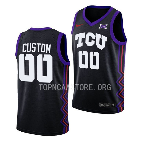 Men's Youth TCU Horned Frogs Custom Nike 2022-23 Black College Basketball Game Jersey