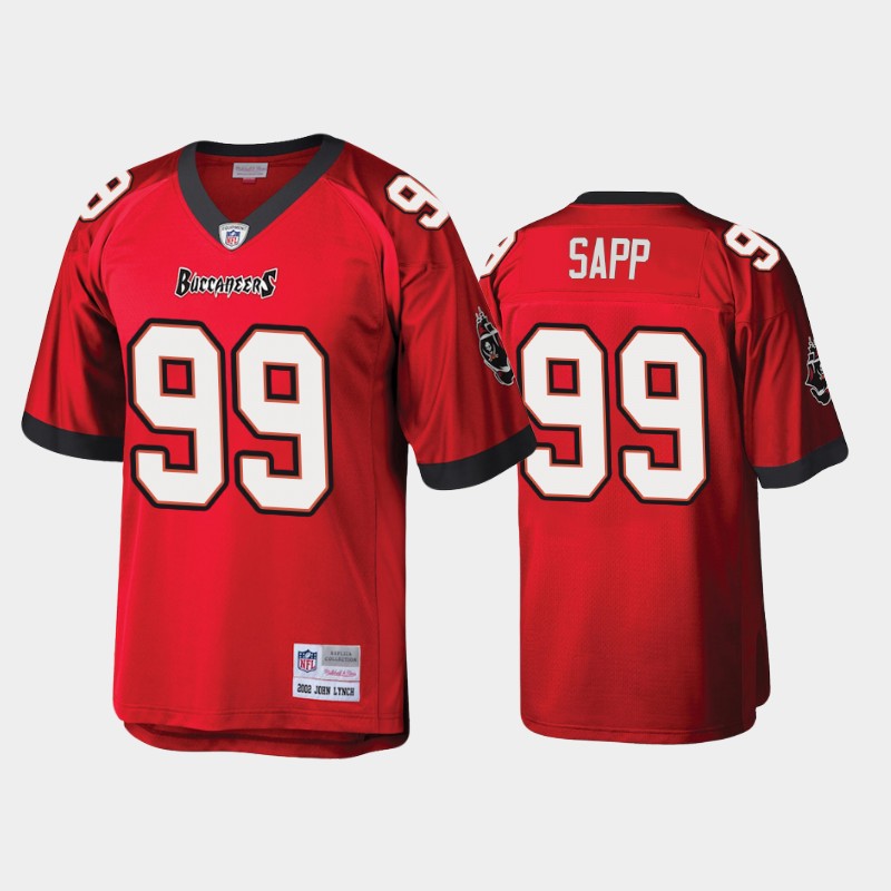 Mens Tampa Bay Buccaneers #99 Warren Sapp Mitchell & Ness Red Throwback Football Jersey